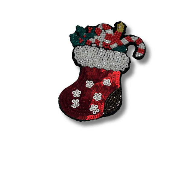 Sparkling Stocking Charm Brooch