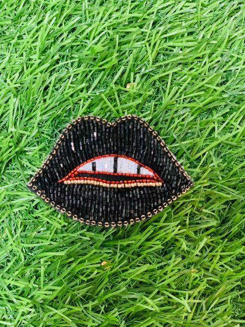 Sassy Black Lips Brooch