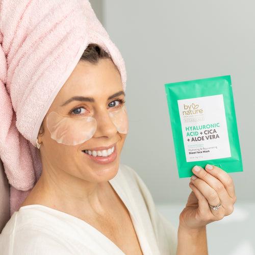 Hyaluronic Acid + Cica + Aloe Vera Face Mask - 5 Pack