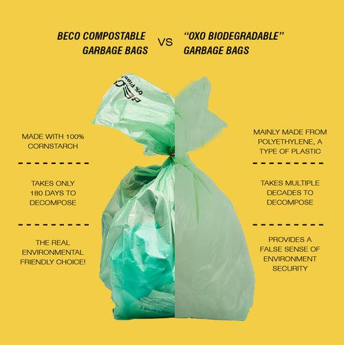 Compostable Garbage Bags, 19" x 21", Medium, 15 bags/roll