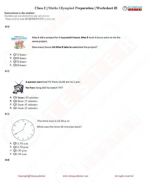 20 Printable Class 2 Maths Olympiad Sample Papers