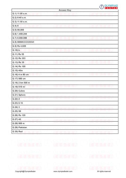 20 Printable Class 4 Maths Olympiad Sample Papers