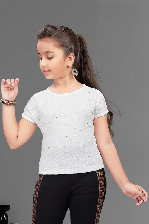 Girls White Fancy Top