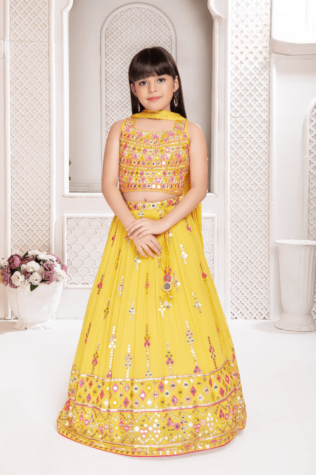 Girls Yellow  Designer Traditional Choli Suit