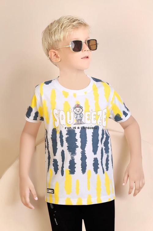 Boys Lemon Round Neck Half Sleeve Fancy T-Shirt