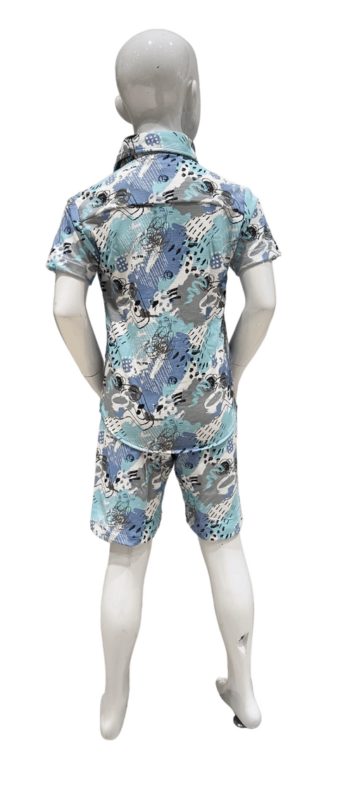 Boys Silio Real Printed Half Sleeve Shirt With Shorts Co-Ord Set