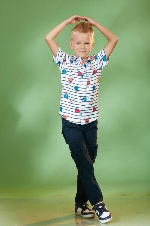 Boys Smiley Printed Half Sleeve Fancy Shirt