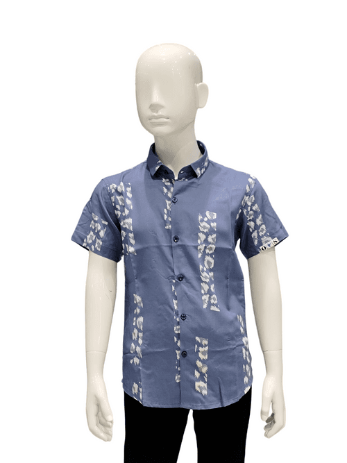 Boys Blue Azul Real Printed Half Sleeve Fancy Shirt