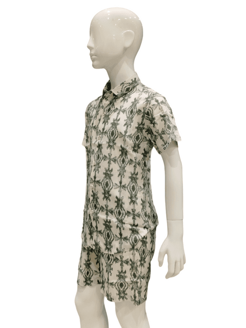 Boys Verde Printed Half Sleeve Shirt With Shorts Co-Ord Set