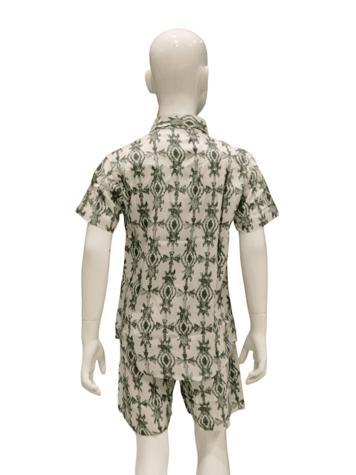 Boys Verde Printed Half Sleeve Shirt With Shorts Co-Ord Set