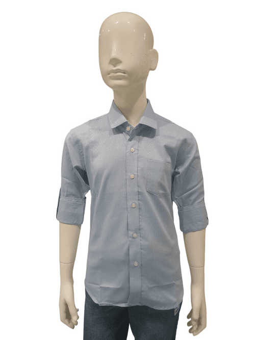 Boys Sky Blue Full Sleeve Plain Shirt