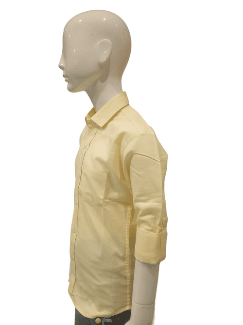 Boys Yellow Full Sleeve Plain Shirt