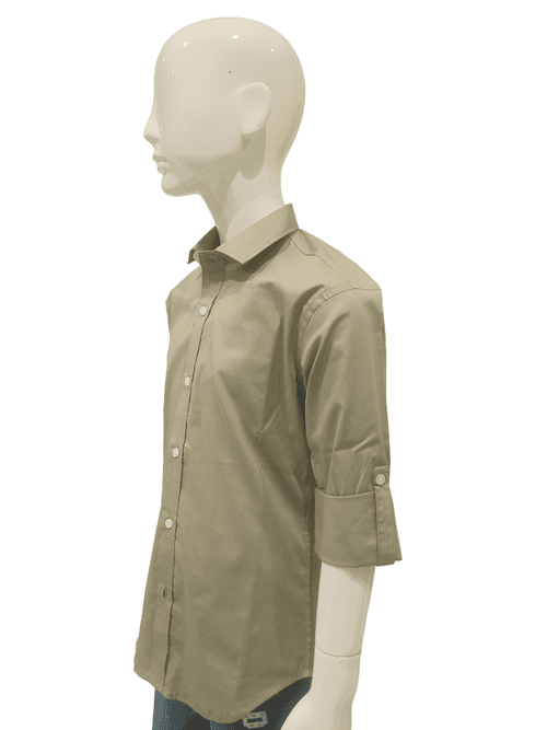 Boys Basil Dust Full Sleeve Plain Cotton Shirt