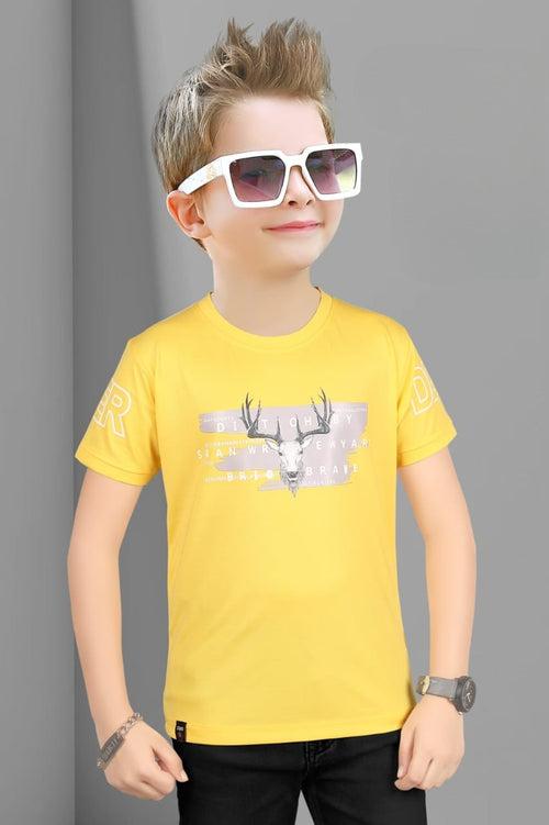 Boys Lemon Round Neck Half Sleeve Printed Fancy T-Shirt