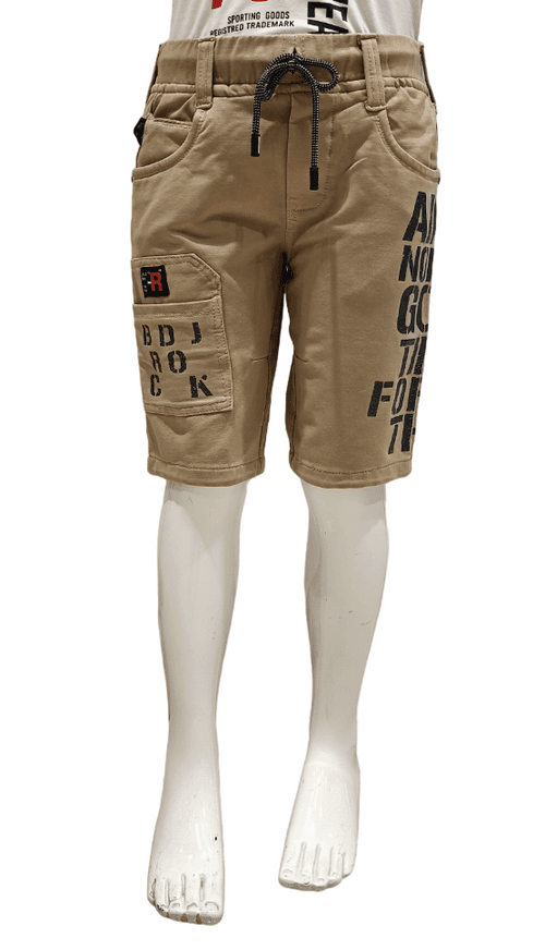 Boys Khaki Elastic Waist Fancy Jamaican