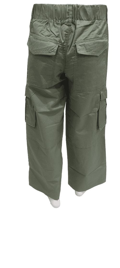 Girls Olive Cotton Cargo Pant