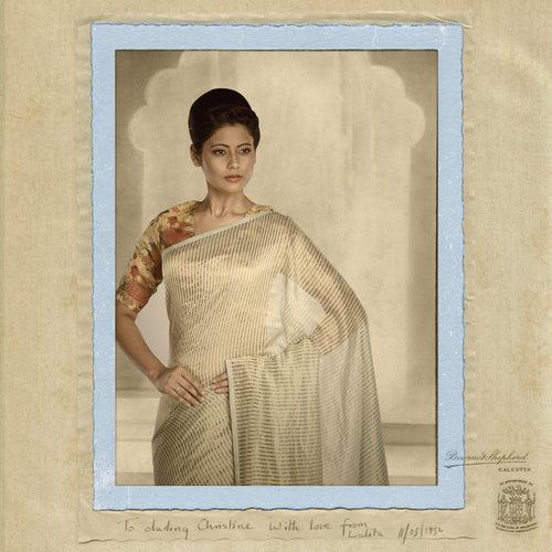 Pistachio & gold missing stripe maheshwari saree