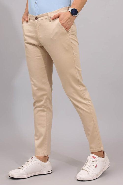 Cream Plain Trouser