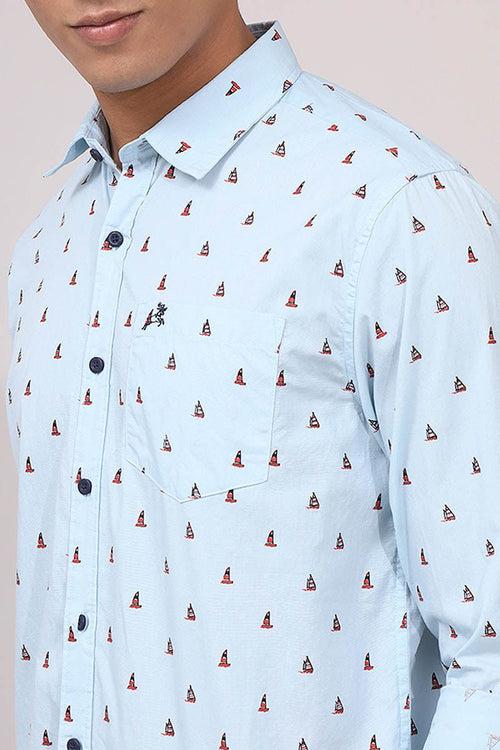 SkyBlue Print Shirt