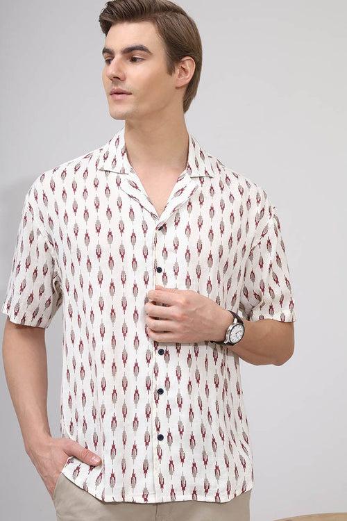 Maroon  Print  Shirt