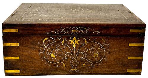 Deccan Jewellery Box with Floral Brass Inlay