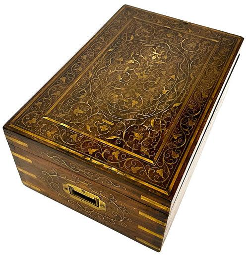 Deccan Jewellery Box with Floral Brass Inlay