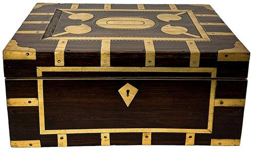 Rosewood Jewellery Box with Brass Trim 02