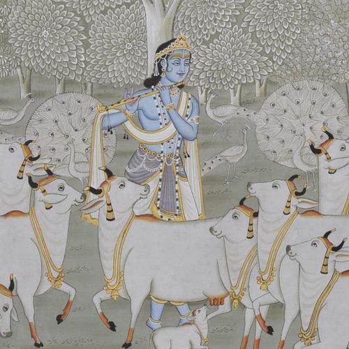 Krishna with Cows in Forest - 03