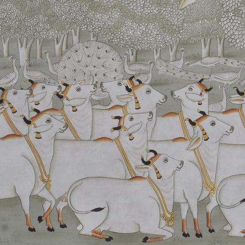 Krishna with Cows in Forest - 03