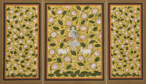 Krishna with Lotuses (triptych)