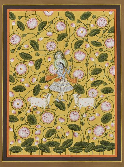 Krishna with Lotuses (triptych)