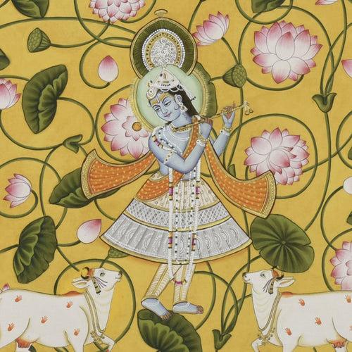 Krishna with Lotuses (triptych)