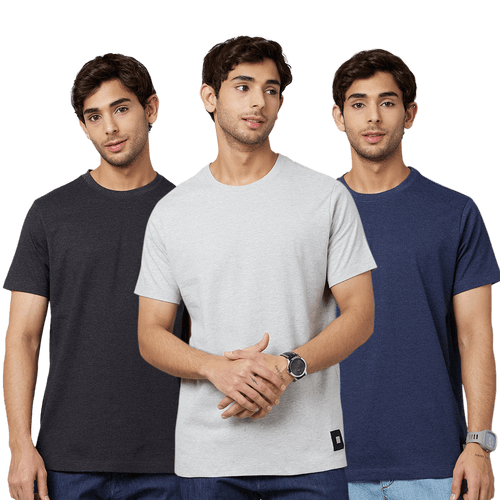 Men's ARMOR Crew Neck T-shirt 3 PC PACK Charcoal-Grey-Navy