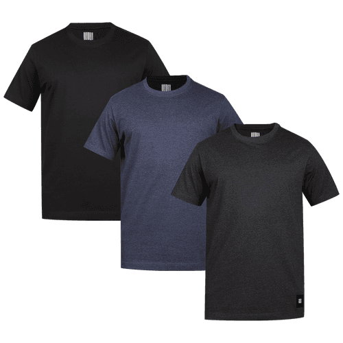 Men's ARMOR Crew Neck T-shirt 3 PC PACK Navy-Black-Charcoal