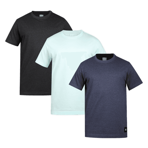 Men's ARMOR Crew Neck T-shirt 3 PC PACK Lt.Blue-Navy-Charcoal