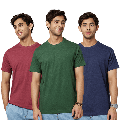 Men's ARMOR Crew Neck T-shirt 3 PC PACK Red-Green-Navy