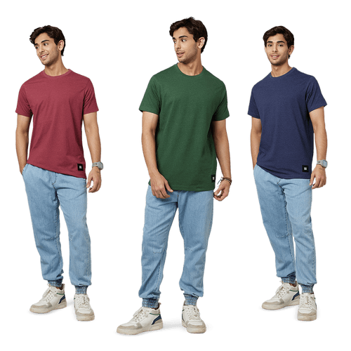 Men's ARMOR Crew Neck T-shirt 3 PC PACK Red-Green-Navy