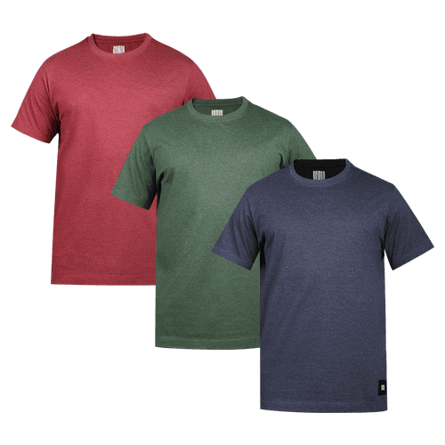Men's ARMOR Crew Neck T-shirt 3 PC PACK Red-Green-Navy