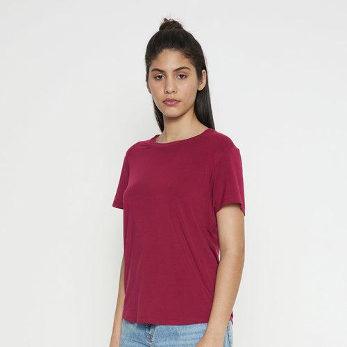 Women's TENCEL™ Modal-Round Neck-Brick Red