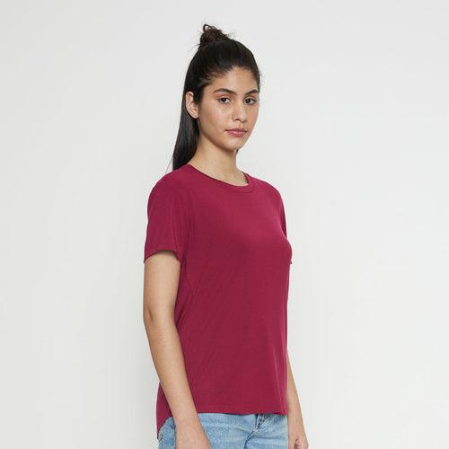 Women's TENCEL™ Modal-Round Neck-Brick Red