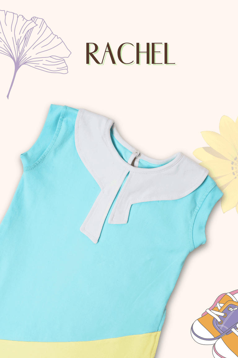 Girls Rachel Summer Knit Dress - Blue & Yellow