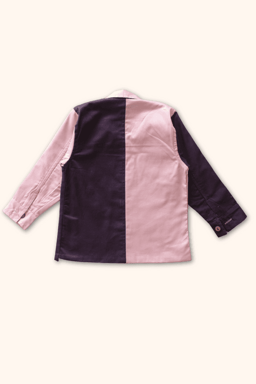 Girls Casablanca Color Block Shacket with Pants Set - Pink & Purple