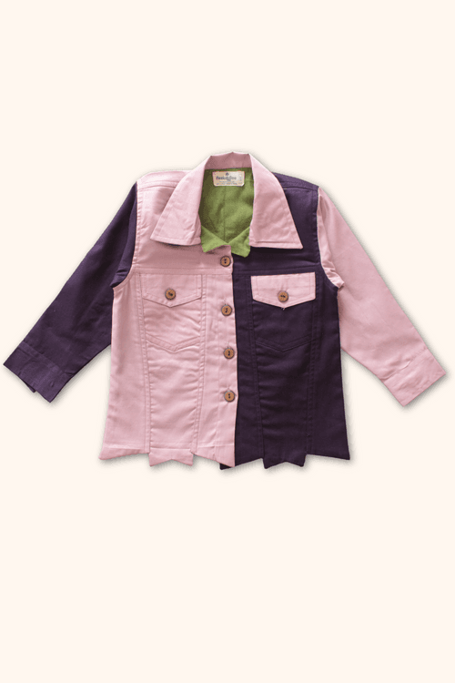 Girls Casablanca Color Block Shacket with Pants Set - Pink & Purple