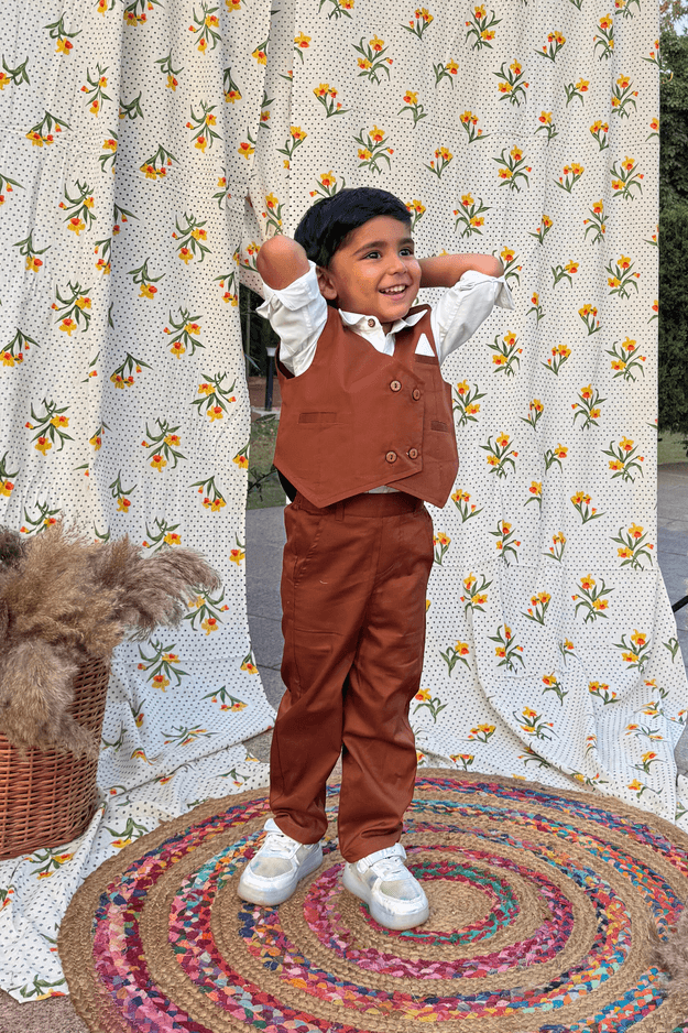 Boys Celebration Premium Cotton 3-piece set with waist coat