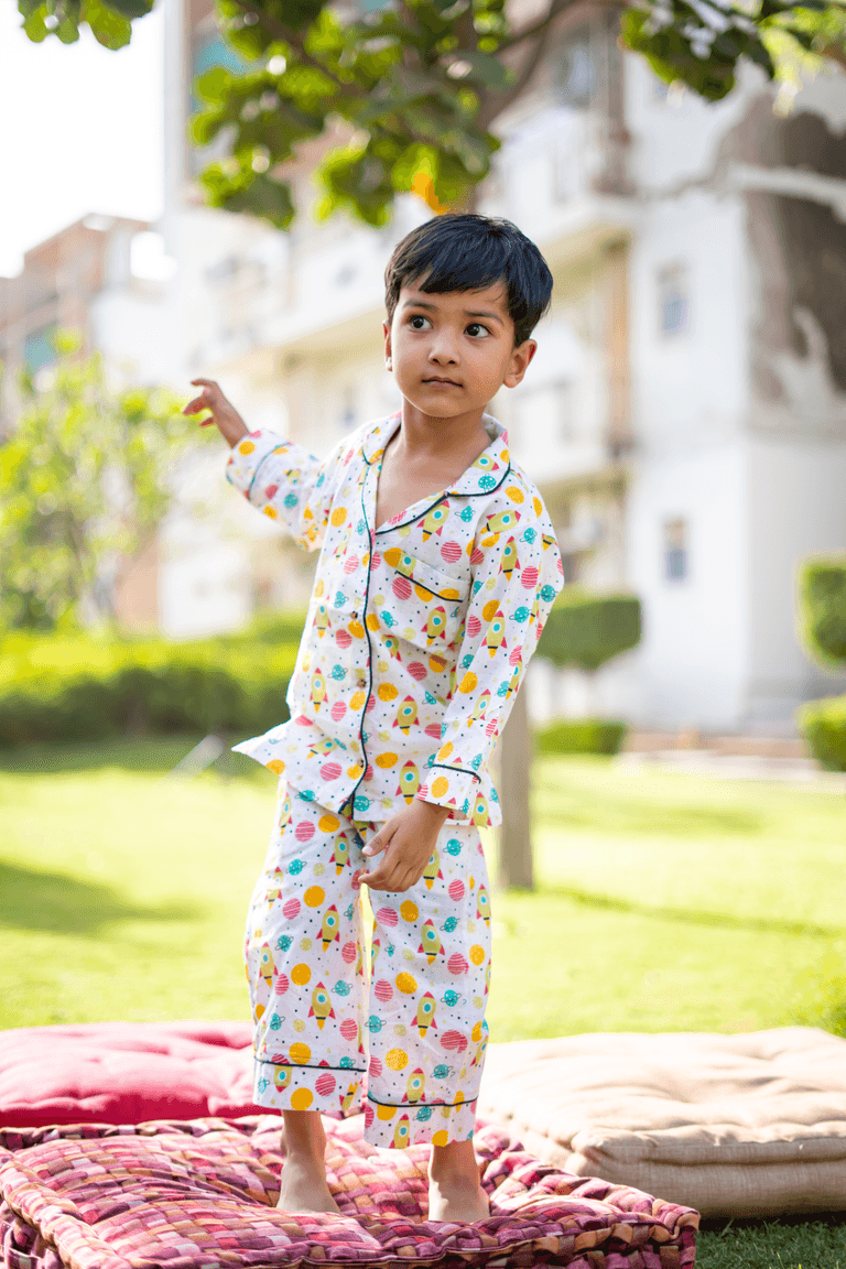 Pure Soft Cotton Printed Night Suit - Spaceship