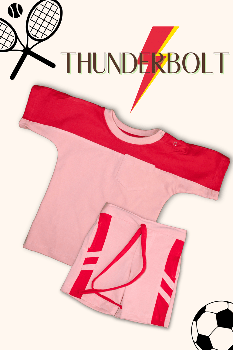Boys Thunderbolt 100% Cotton Clothing Set - Red - Onion