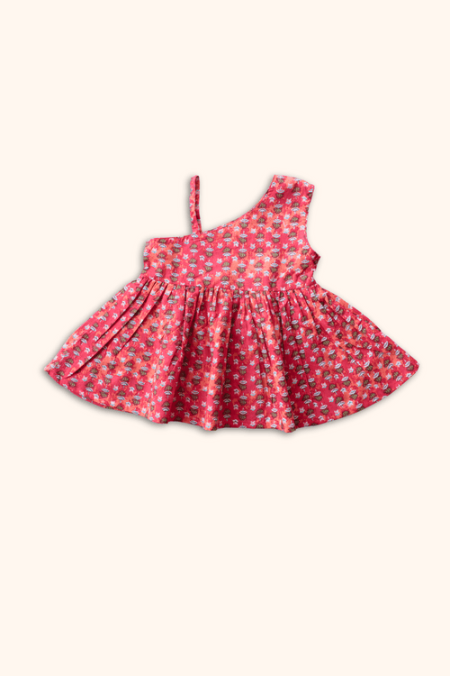 Girls Saavan Pure Cotton Ethnic Clothing set - Red booti print