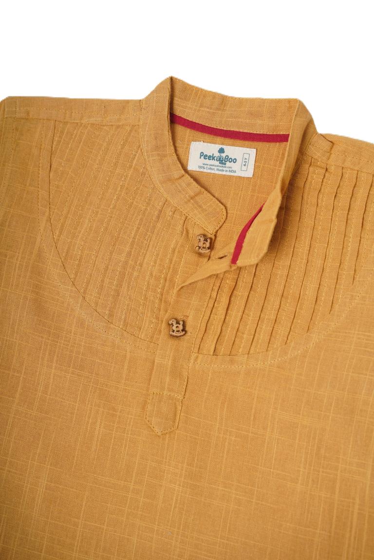 Boys Pure Cotton Beige Shirt with pintucks detailing