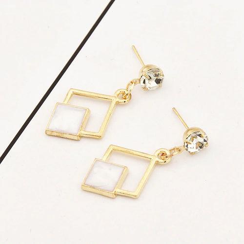 White Long Statement Drop Earrings For Women Crystal