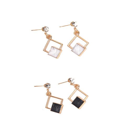 White Long Statement Drop Earrings For Women Crystal